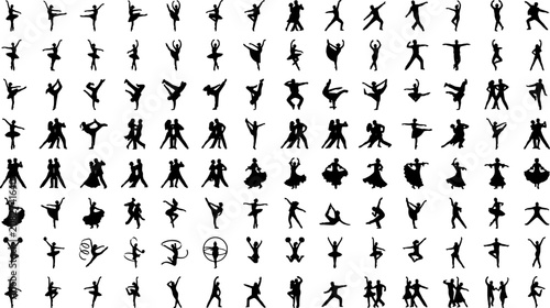 Black silhouettes of people dancing