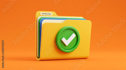 Digital document organization with approval and validation symbols in vibrant colors for efficient management