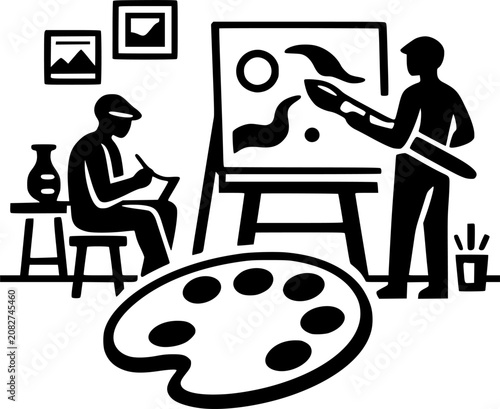 Art Studio Painting Class Artist Vector