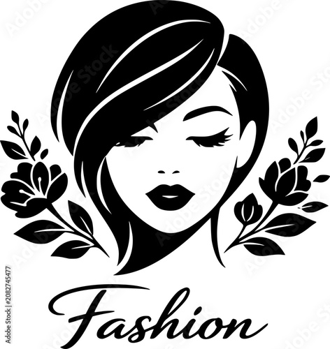 Fashion Woman Face Floral Beauty Logo Vector