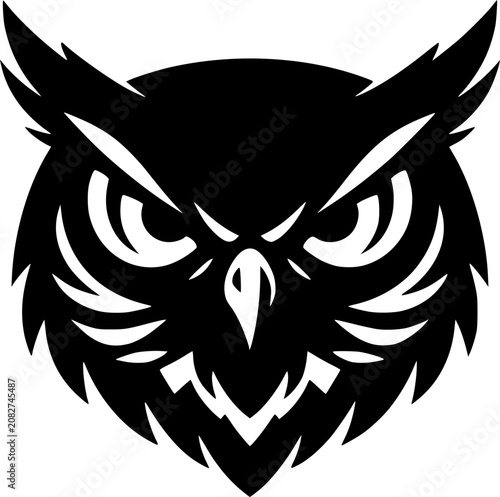 Owl Head Mascot Logo Bird Silhouette Vector