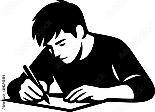 Student Writing Homework Study Icon Vector