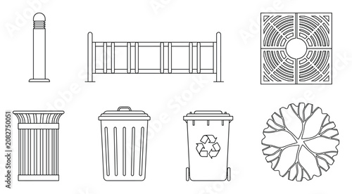 Architectural landscaping elements including site plan symbols and urban furniture outlines are shown.