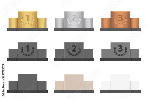 set of winner podium for competition or sports event