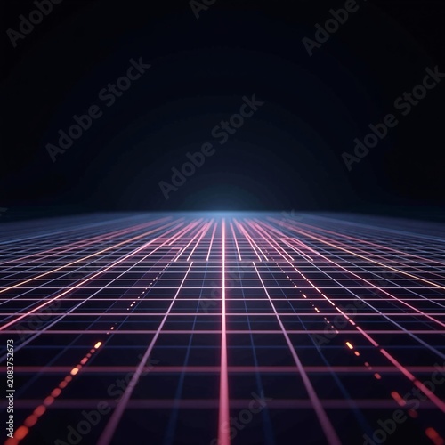 Holographic Grid Perspective Moving Forward Loop