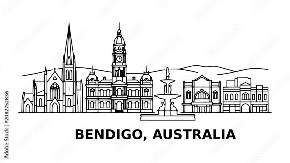 Fototapeta premium Bendigo Historic Architecture Line Art Australia
