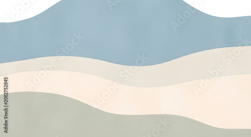 Fotografía Minimalist abstract organic shape background in soft powder blue, warm ivory, and pale sage green tones