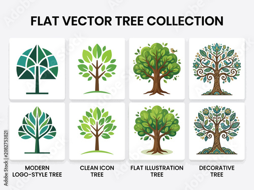 Flat Vector Tree Icons 1.