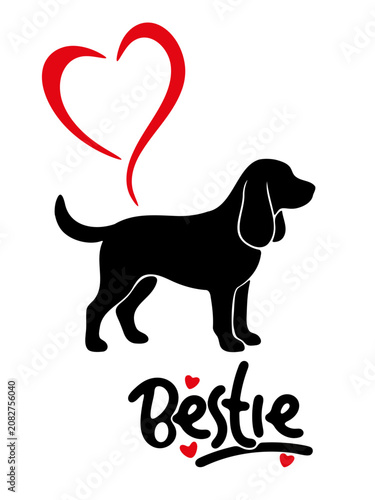 Silhouette of a dog with a heart and the inscription Bestie