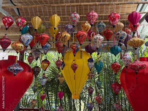 Colorful Lanterns Hanging Outdoors