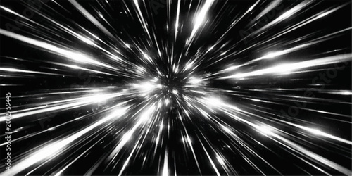 Foto Abstract light streaks radiate from a central point, creating a sense of speed and cosmic movement