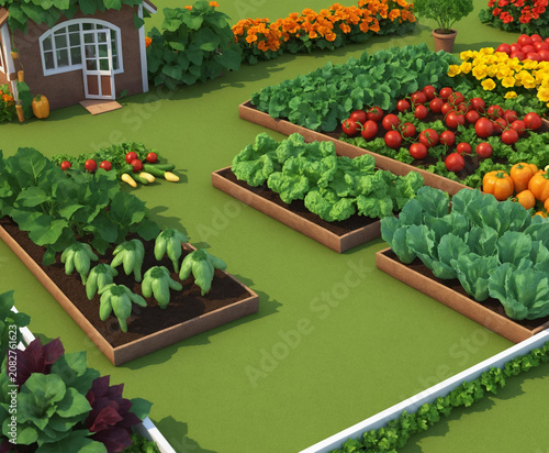 Lush green vegetable garden