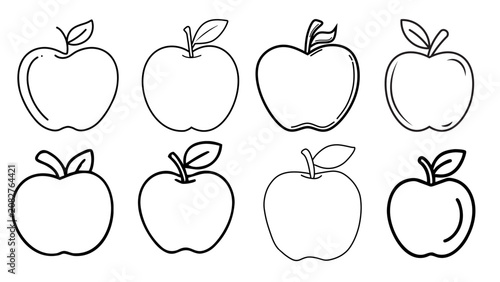 Minimalist Apple Line Art Icon Set Vector Drawings
