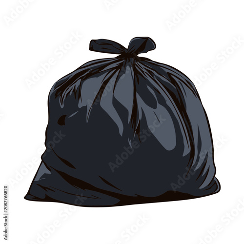 Black garbage bag vector illustration