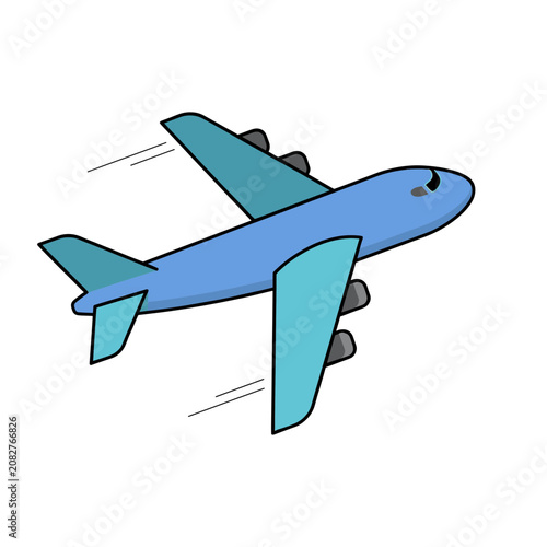 Blue jet airplane vector illustration
