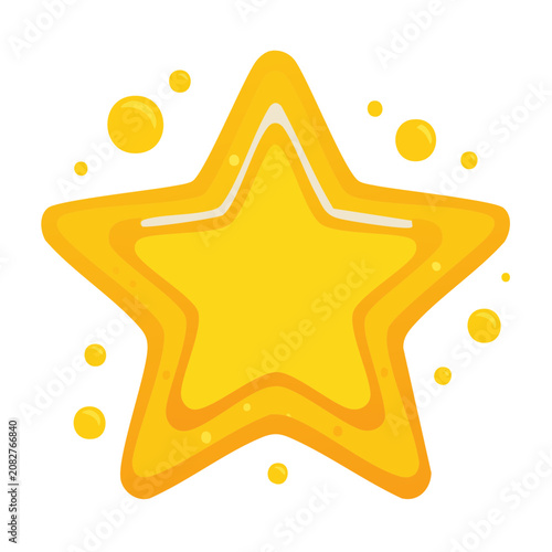 Bright Yellow Star with Sparkles on Transparent Background