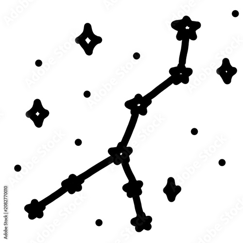 Hand Drawn Constellation Doodle Outline Vector Illustration, Minimal Boho Celestial Star Map Icon