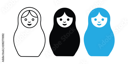 Photos Matryoshka Doll Icon Set – Russian Nesting Dolls, Babushka Toy, Folk Art, Tradit