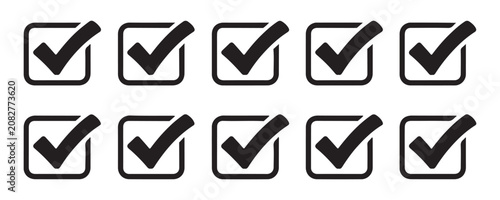 Bild auf Leinwand Checklist box icons set with tick marks for task management and project completion progress visualization