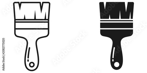 Fotografía Paint brush icon in line art and silhouette for DIY and home renovation concepts