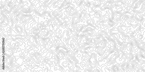 Topographic map lines pattern with abstract shapes and contours on white background