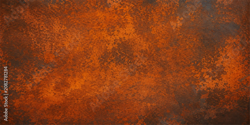 Fotografía Rusty Metal Background with vibrant orange grunge corrosion texture for abstract