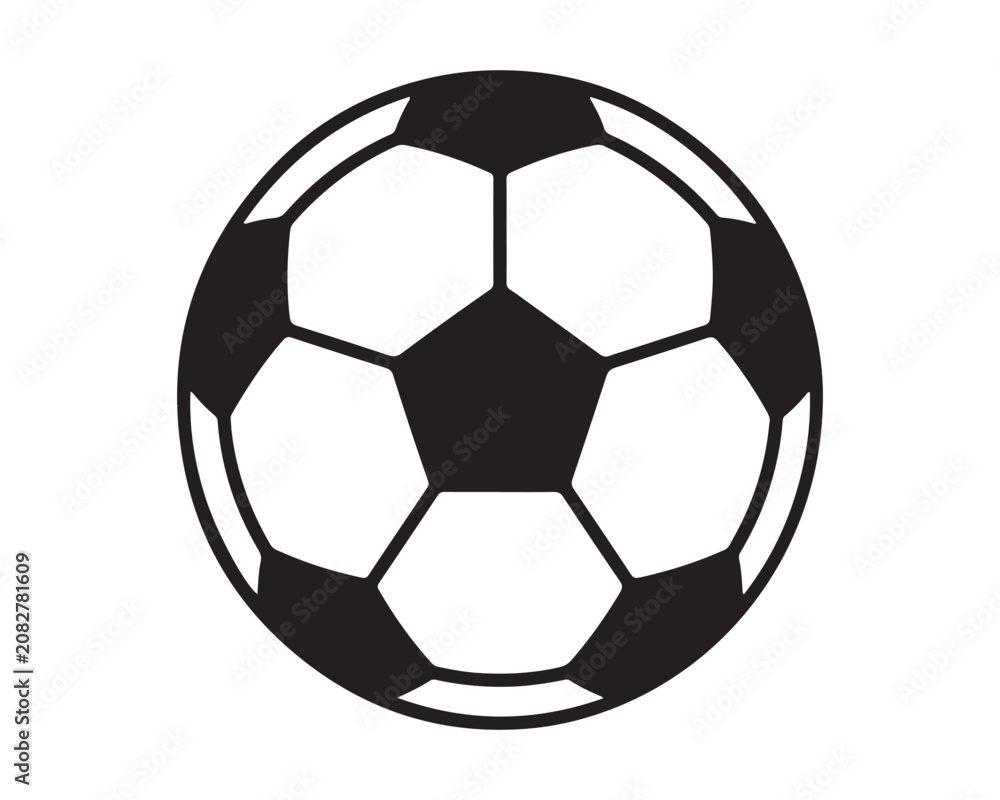 Fototapeta premium Classic Soccer Ball Black and White Vector Icon Isolated on White Background