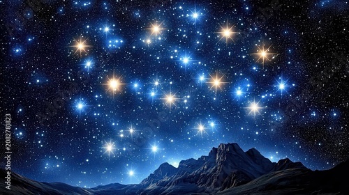 Majestic Mountains Under a Vast Expanse of Glittering Stars and Luminous Constellations