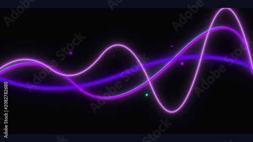 Abstract Purple and Blue Neon Glowing Waves Looping Background for Tech and Music Visuals