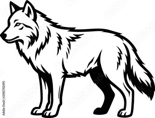 Standing wolf wildlife silhouette profile.