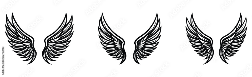 Obraz premium Set of wings collection. Vector illustration.