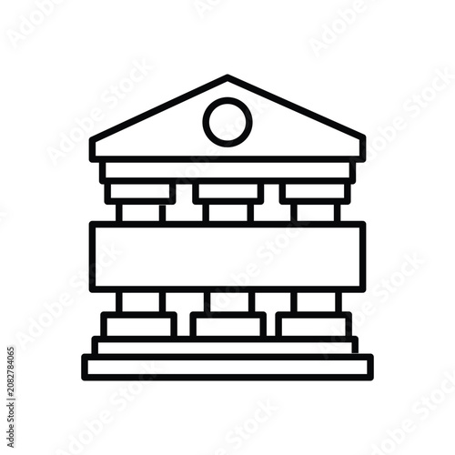 Bank building classical architecture line art vector icon