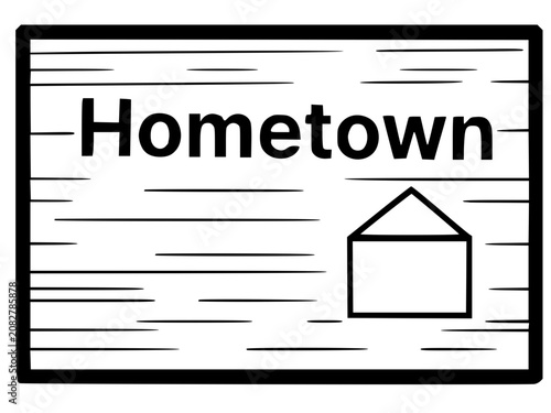 Bild auf Leinwand Hometown Signpost Line Icon