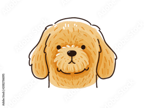 Cute smiling brown puppy dog head illustration, isolated on transparent background