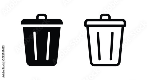 Konstfotografi Trash can and waste bin vector icons, delete, garbage, recycling symbols, white