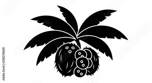 Black silhouette of coconut tree.