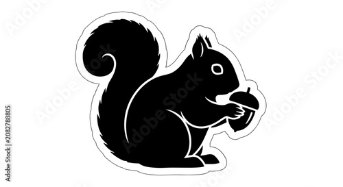 Black Squirrel Silhouette Icon.