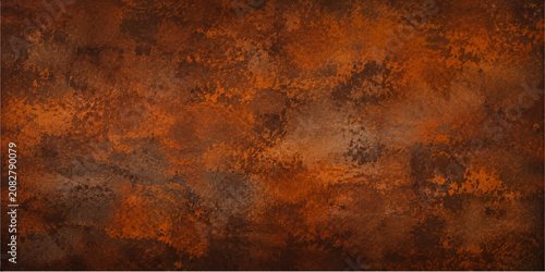 Quadro su tela Rusty orange corroded steel metal surface texture vector background with heavy i