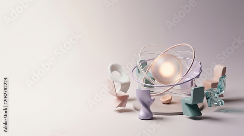 Abstract modern sculptures of diverse people in a collaborative circle setting
