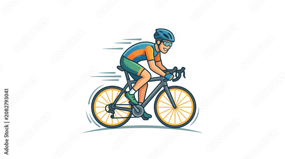 Obraz premium Professional Athlete Cycling on Road Bike at High Speed Vector Illustration
