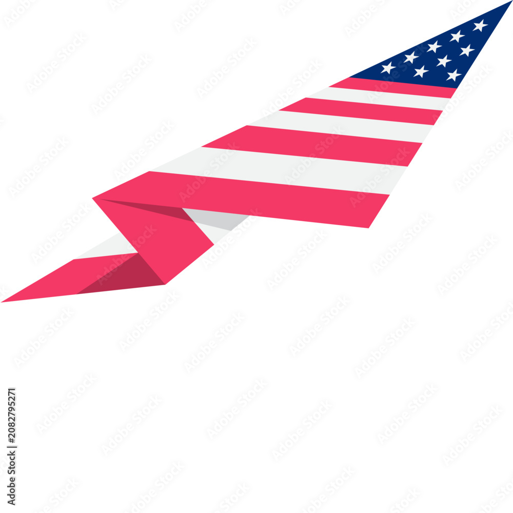 Obraz premium American flag corner ornament border, vector flat illustration of patriotic stars and stripes decoration for fourth of july design