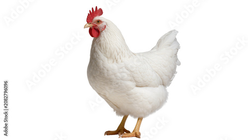 White hen chicken with red comb and wattle