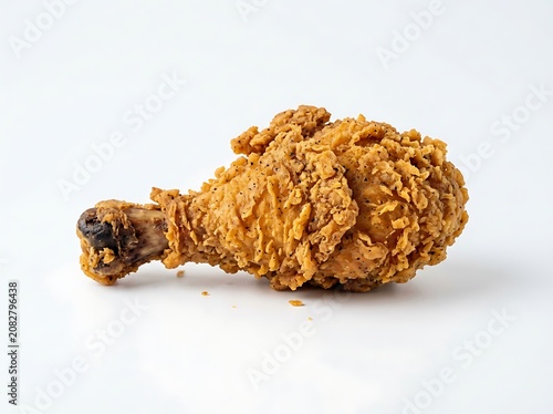 Crispy fried chicken leg on a surface golden brown and delicious looking food