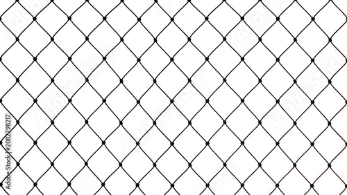 Black diamond-shaped net texture with small knots, covering the whole photo, isolated on transparent background.