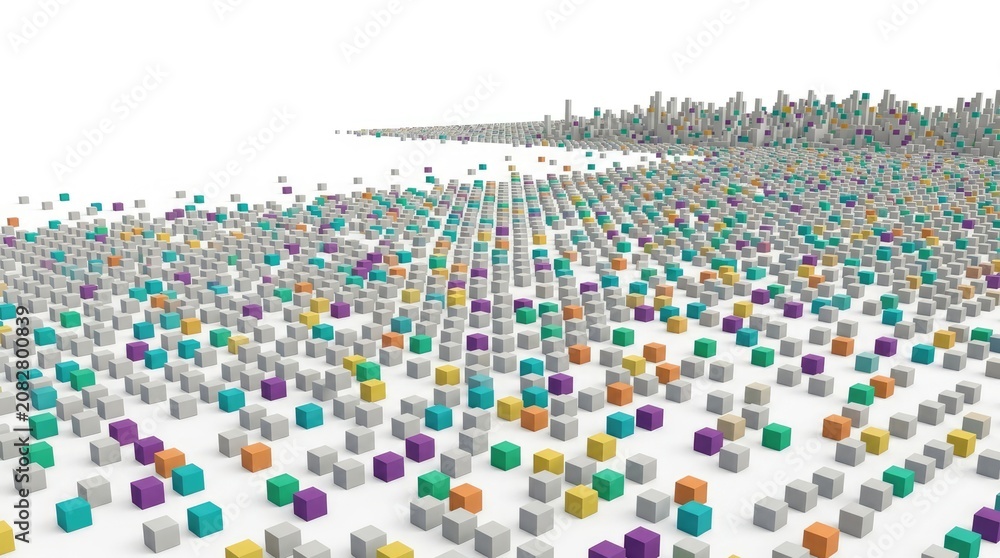 Fototapeta premium Colorful 3D Cubes Array on White Background for Data Visualization