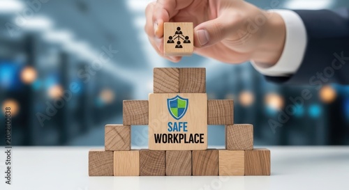 Stack of cardboard boxes for safe workplace campaign