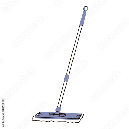 Mop with telescopic handle for floor cleaning. Household clean up tool with m...