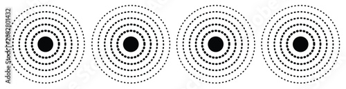 Photos Radar icons, sonar waves, radial concentric signal circles, echo sounder symbols