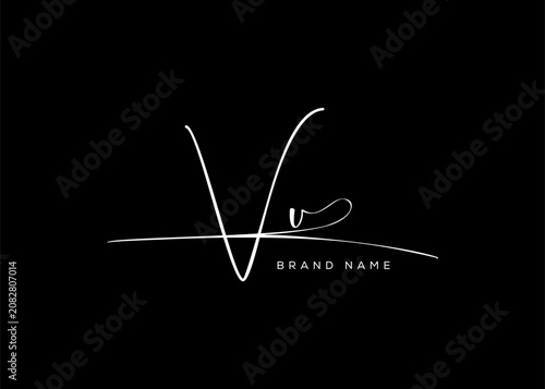 VU letter beauty cursive handwriting logo. vector logo| abstract logo| minimalist logo| brand identity| calligraphy design.