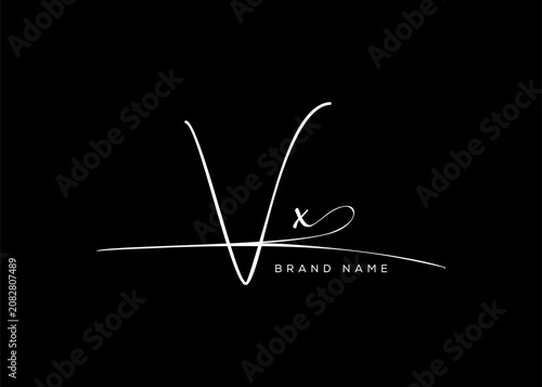 VX letter beauty cursive handwriting logo. vector logo| abstract logo| minimalist logo| brand identity| calligraphy design.